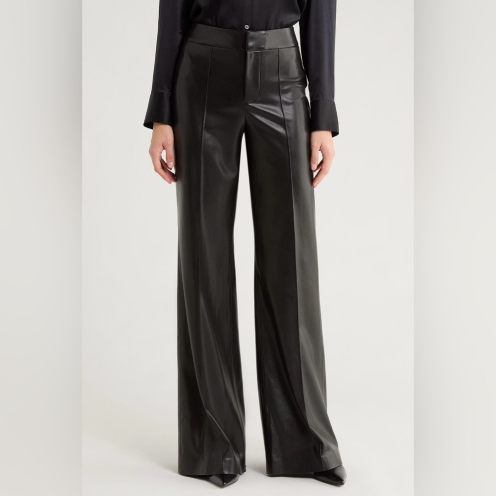 Alice + Olivia Dylan High Waist Flare Faux Leather Pants, Size 8